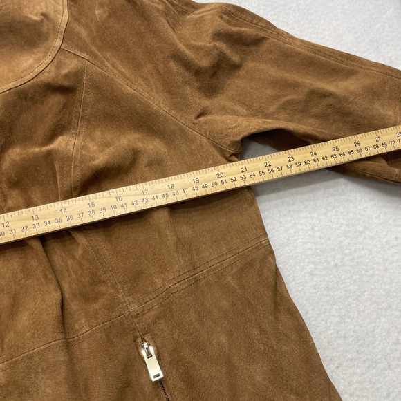 Ellos Jacket Womens 16 Brown Suede Leather Coat Western Boho Earthy Quiet Luxury - Picture 7 of 9